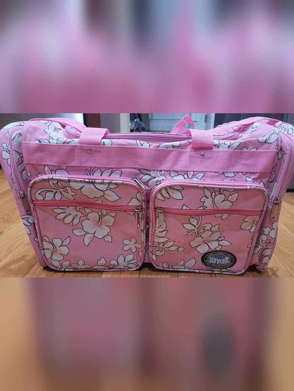 Hawaii Spirit Pink Floral Tropical Hibiscus Travel Duffel Bag Carry On